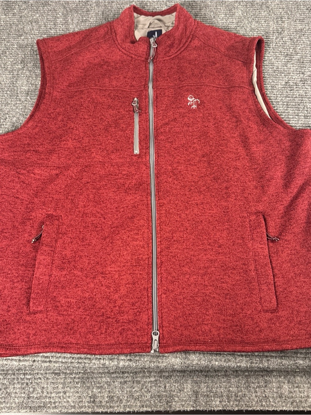 Johnnie-O Vest Mens XL Malibu Red WES Full Zip Knit Poly Lined Golf Gorpcore